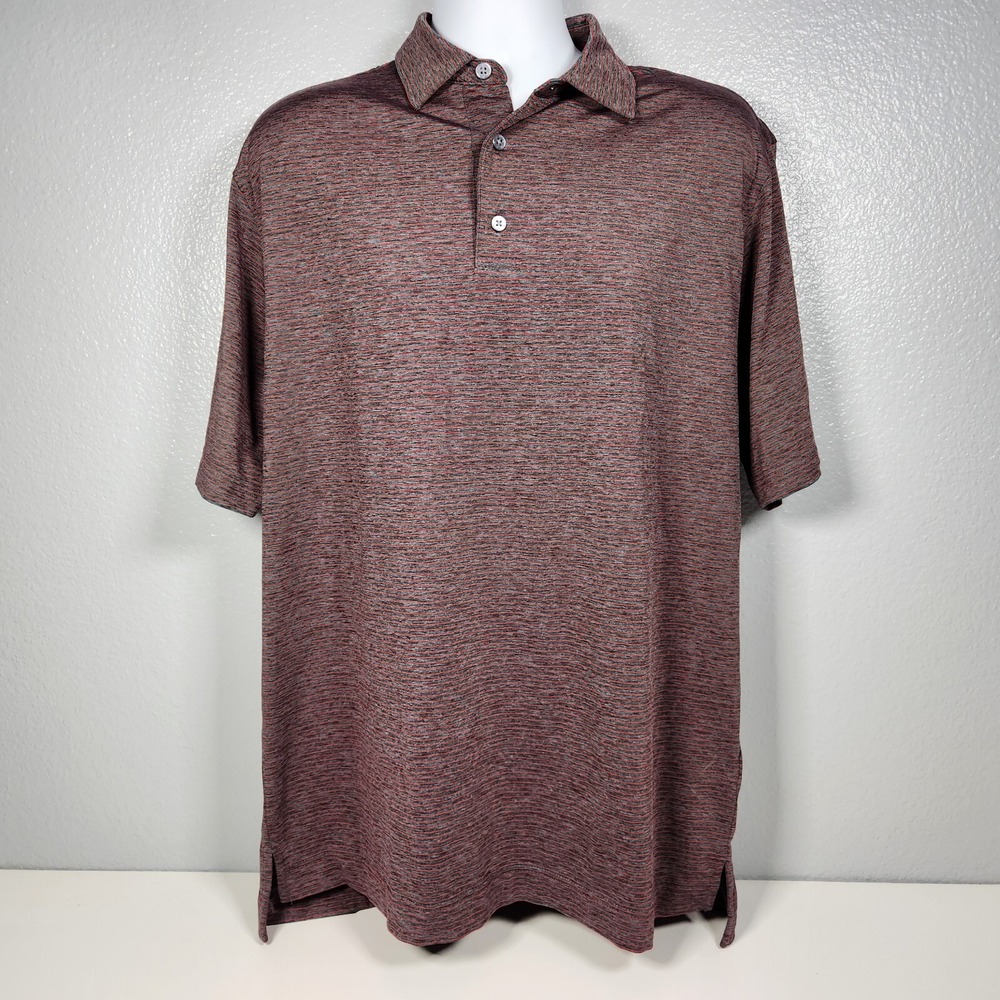 Footjoy Shirt Men's Large Gray with Red Stripes Short Sleeve Polo Golf
